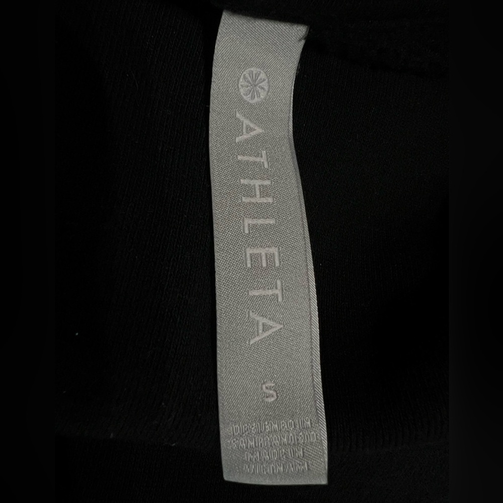 Athleta 24/7 Funnel Neck Sweatshirt Black Side Slits Inside Fleece Size Small - Picture 8 of 9